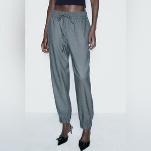 Zara Gray Elastic Waist Trouser Jogger Pants Women’s Size Medium
